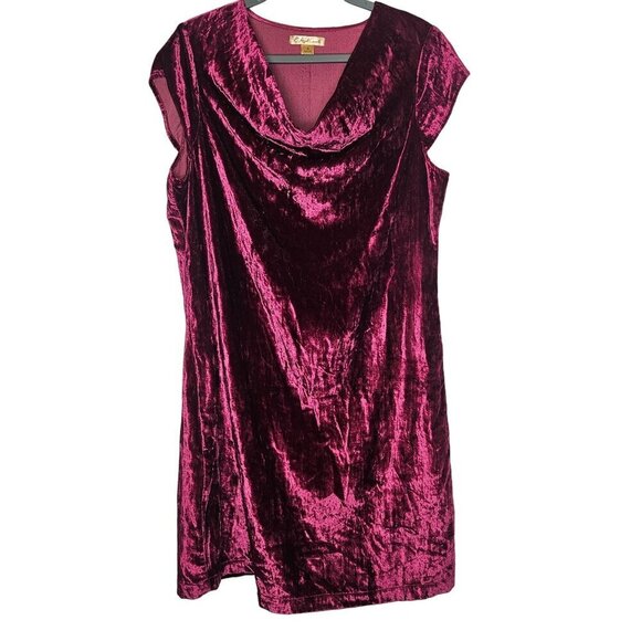 April‎ Cornell Velvet Velour Sleeveless Magenta Dress M Boho Cowl Neck Holiday - Picture 1 of 9